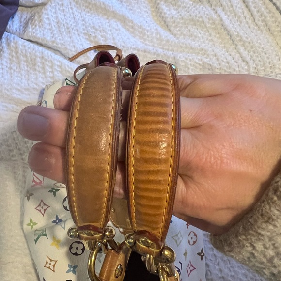 Authentic Luis Vuitton white multicolor URSULA shoulder bag . With red interior. - Picture 8 of 16